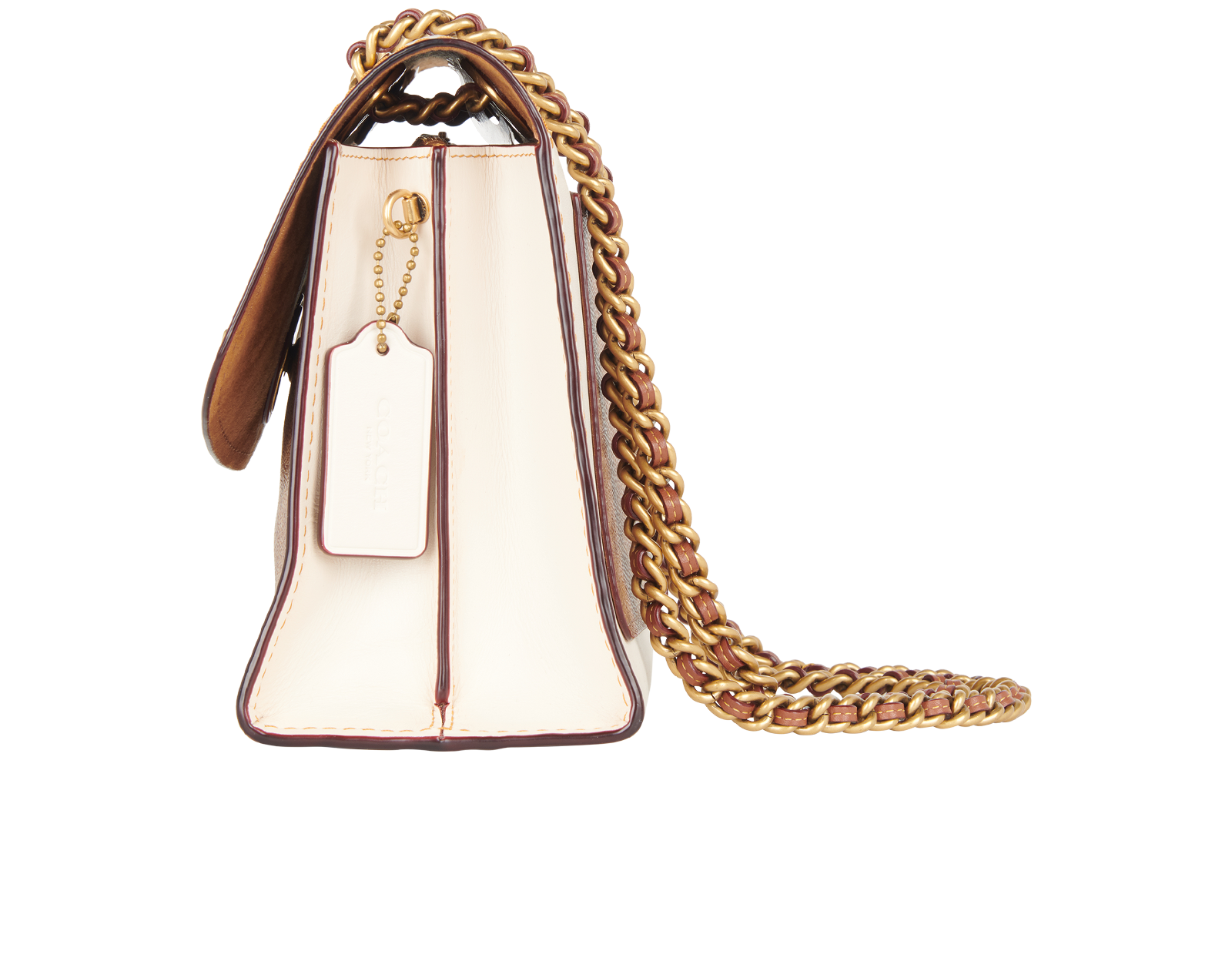 Parker Shoulder Bag, &pound;110, Handbags, Brown/Cream, Canvas/Leather, Bottom view